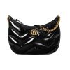 GG Marmont Small Shoulder Bag Black Quilted Chevron Patent Leather - GB339