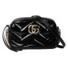 GG Marmont Small Shoulder Bag Black Quilted Chevron Patent Leather - GB340