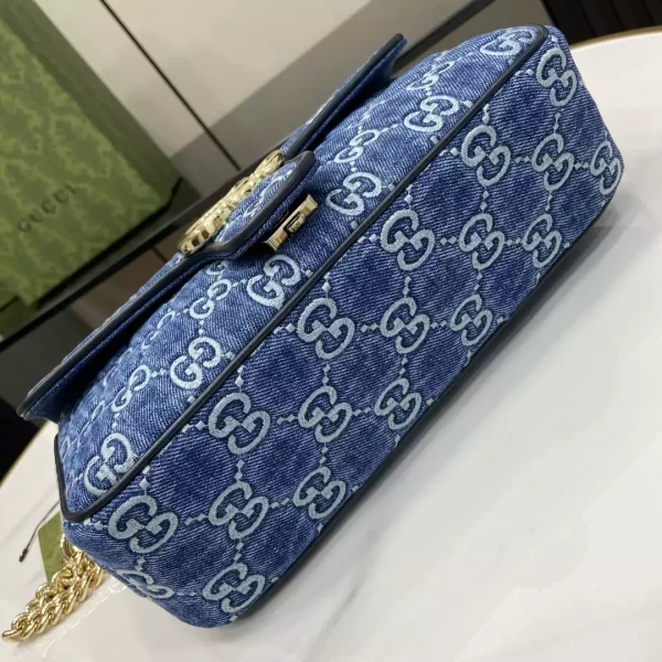 GG Marmont Small Shoulder Bag in Blue GG Denim