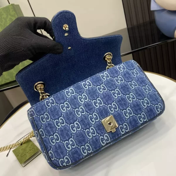 GG Marmont Small Shoulder Bag in Blue GG Denim