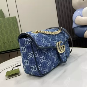 GG Marmont Small Shoulder Bag in Blue GG Denim