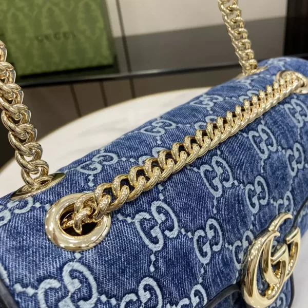 GG Marmont Small Shoulder Bag in Blue GG Denim