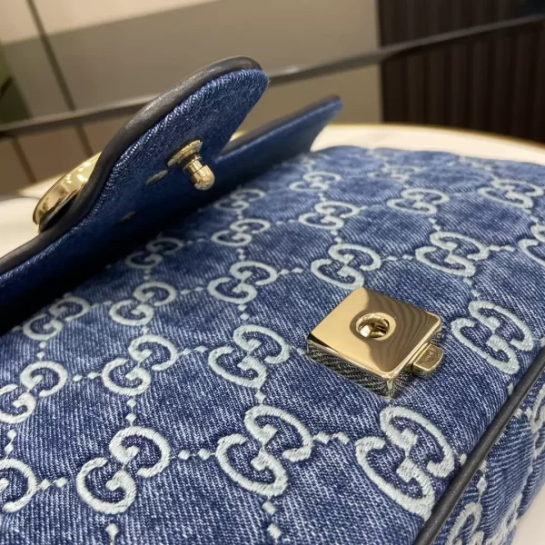 GG Marmont Small Shoulder Bag in Blue GG Denim