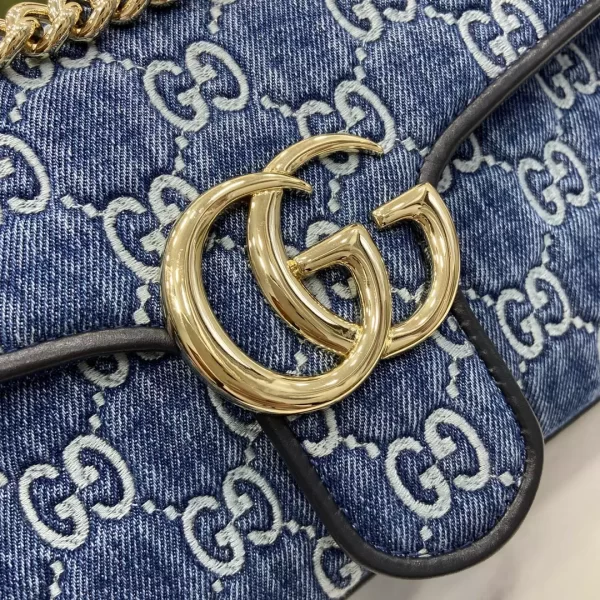 GG Marmont Small Shoulder Bag in Blue GG Denim