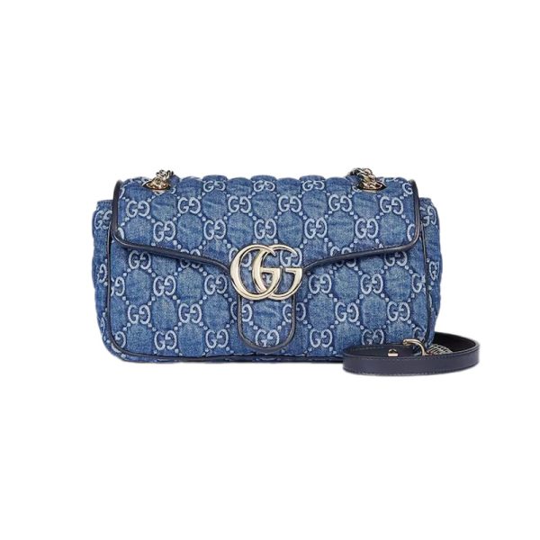 GG Marmont Small Shoulder Bag in Blue GG Denim