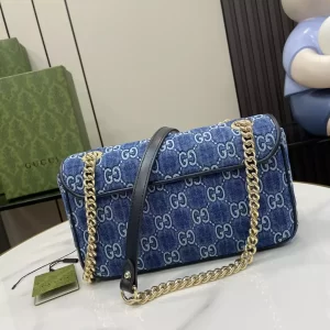 GG Marmont Small Shoulder Bag in Blue GG Denim