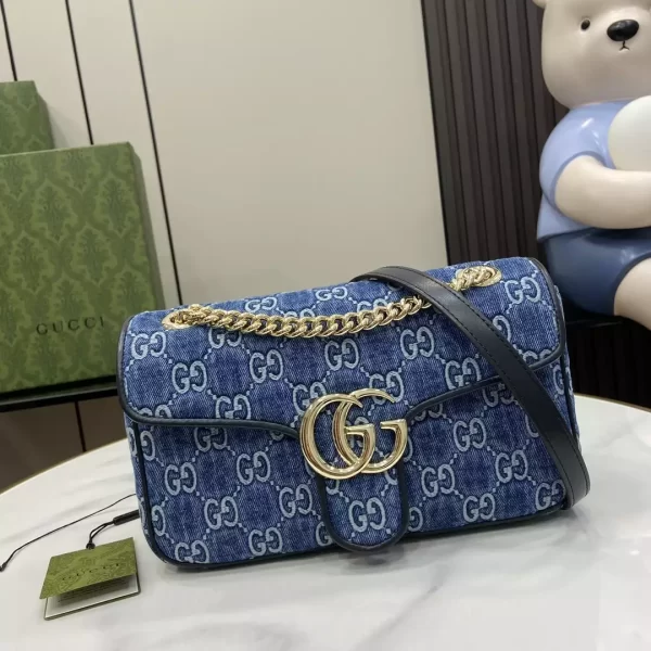 GG Marmont Small Shoulder Bag in Blue GG Denim