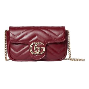 GG Marmont Super Mini Bag in Rosso Ancora Red Leather