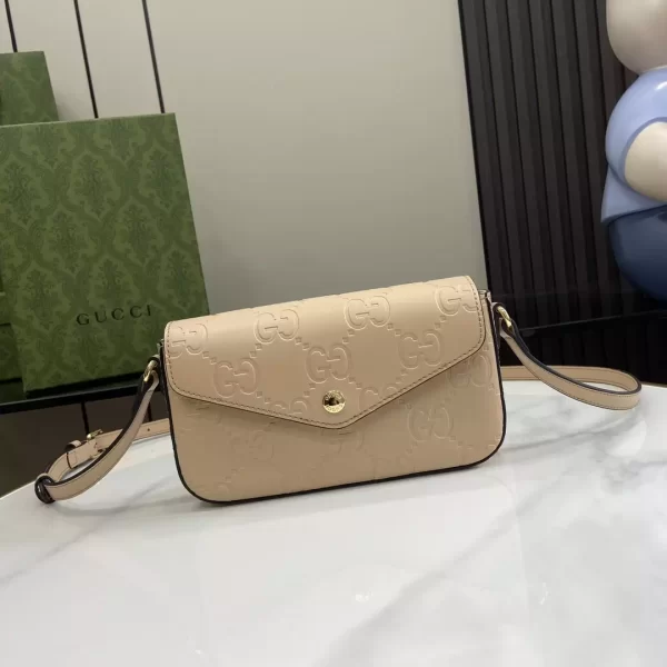 GG Super Mini Shoulder Bag in Light Beige Leather