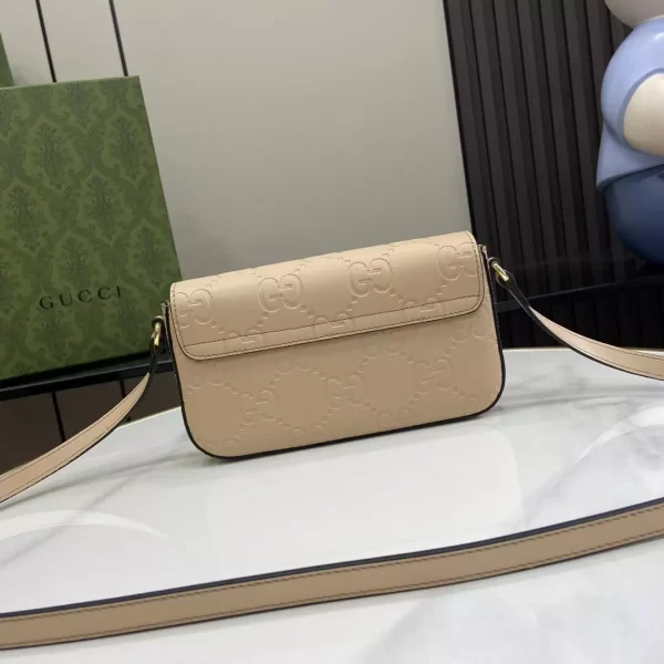 GG Super Mini Shoulder Bag in Light Beige Leather