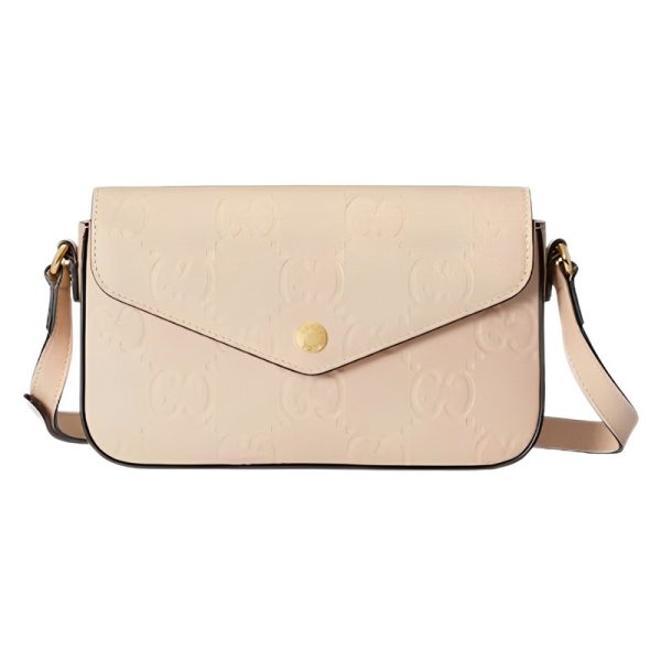 GG Super Mini Shoulder Bag in Light Beige Leather