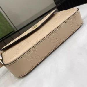 GG Super Mini Shoulder Bag in Light Beige Leather