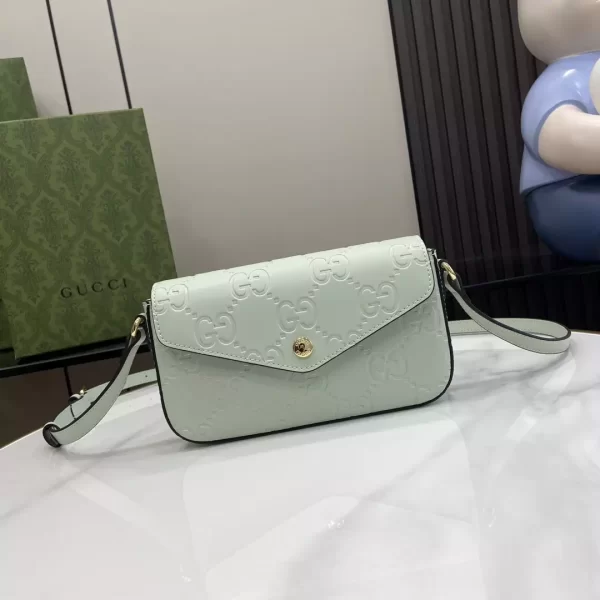 GG Super Mini Shoulder Bag in Pale Green Leather