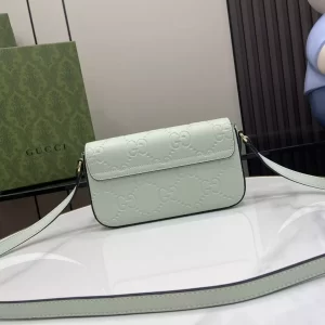 GG Super Mini Shoulder Bag in Pale Green Leather