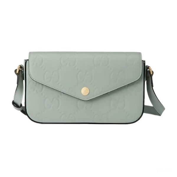 GG Super Mini Shoulder Bag in Pale Green Leather