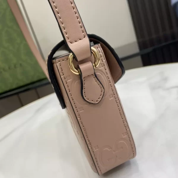 GG Super Mini Shoulder Bag in Rose Beige Leather