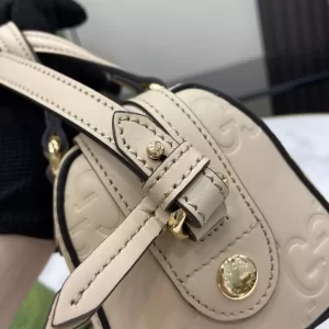 GG Super Mini Top Handle Bag in Light Beige Leather