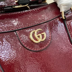 Gucci Diana Medium Tote Bag in Dark Red Patent Leather