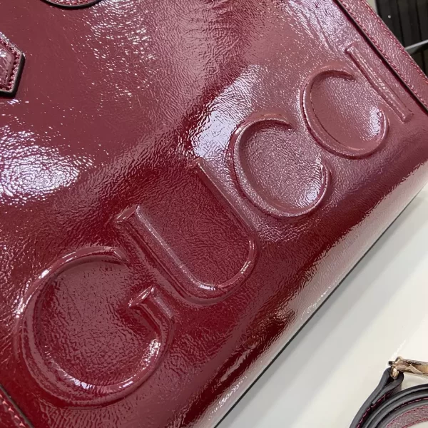 Gucci Diana Medium Tote Bag in Dark Red Patent Leather