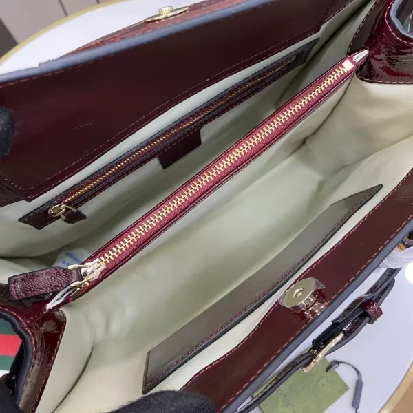 Gucci Diana Medium Tote Bag in Dark Red Patent Leather