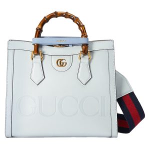 Gucci Diana Small Tote Bag Double G Pale Blue Leather