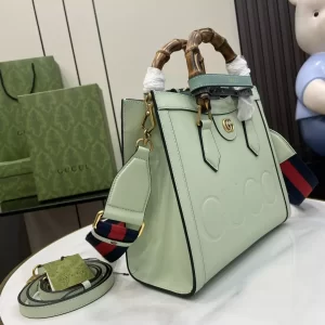 Gucci Diana Small Tote Bag Double G Pale Green Leather