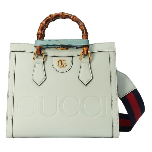 Gucci Diana Small Tote Bag Double G Pale Green Leather