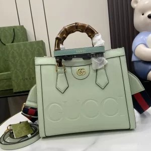 Gucci Diana Small Tote Bag Double G Pale Green Leather