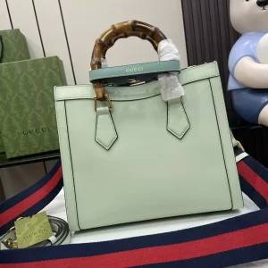 Gucci Diana Small Tote Bag Double G Pale Green Leather