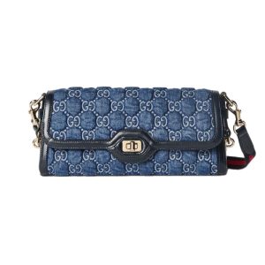 Gucci Luce Small Shoulder Bag in Blue GG Denim