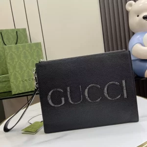Gucci Pouch with Strap in Black Leather
