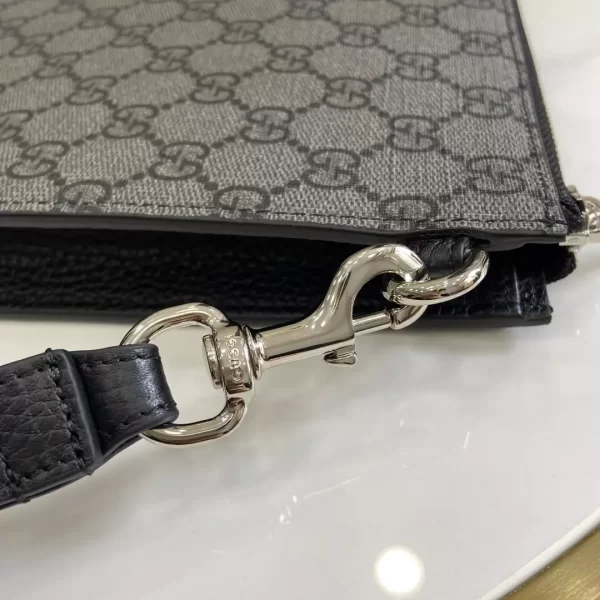 Gucci Pouch with Strap in Grey and Black GG Supreme