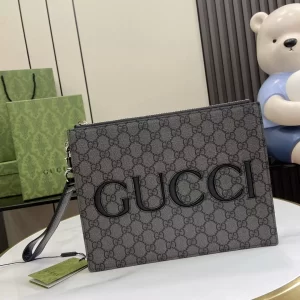Gucci Pouch with Strap in Grey and Black GG Supreme