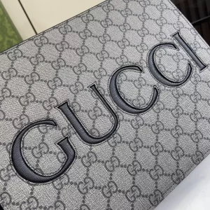 Gucci Pouch with Strap in Grey and Black GG Supreme