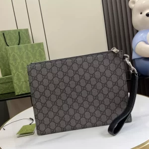 Gucci Pouch with Strap in Grey and Black GG Supreme