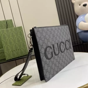 Gucci Pouch with Strap in Grey and Black GG Supreme