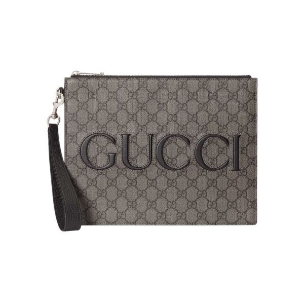 Gucci Pouch with Strap in Grey and Black GG Supreme