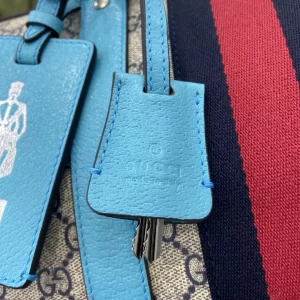 Gucci Savoy Large Duffle Bag in Beige and Blue GG Supreme