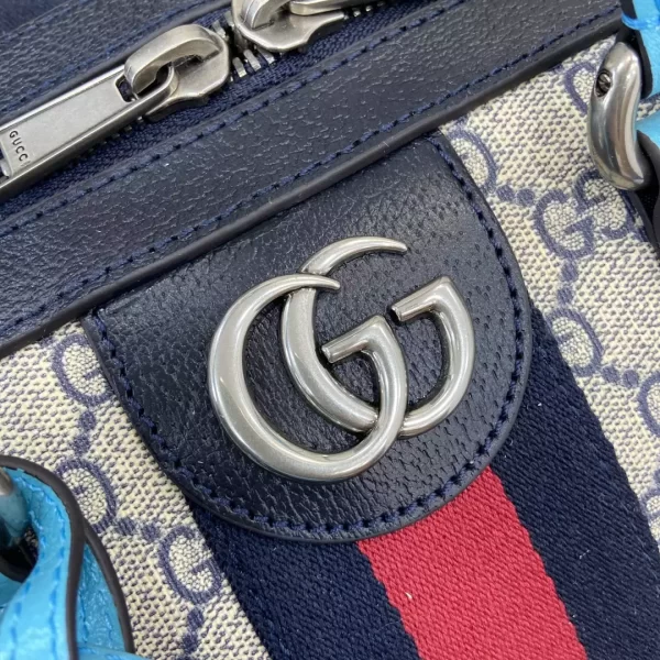 Gucci Savoy Large Duffle Bag in Beige and Blue GG Supreme