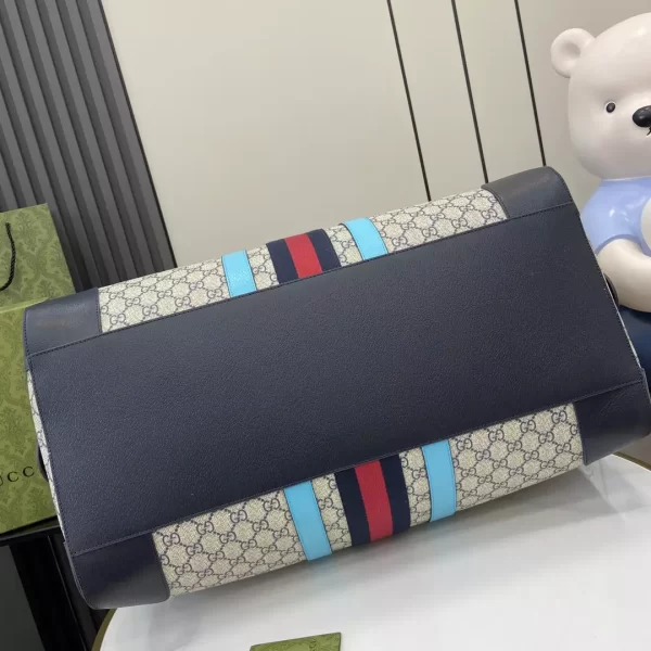 Gucci Savoy Large Duffle Bag in Beige and Blue GG Supreme