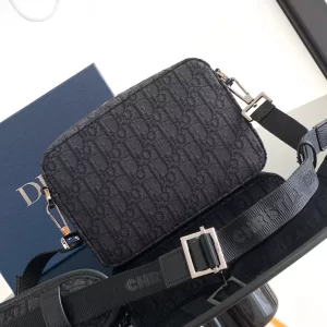 Mini Safari Bag with Strap Black Dior Oblique Jacquard