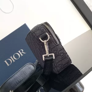 Mini Safari Bag with Strap Black Dior Oblique Jacquard