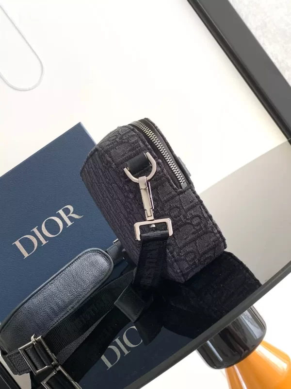 Mini Safari Bag with Strap Black Dior Oblique Jacquard