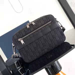 Mini Safari Bag with Strap Black Dior Oblique Jacquard
