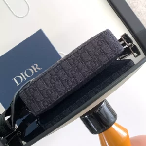 Mini Safari Bag with Strap Black Dior Oblique Jacquard