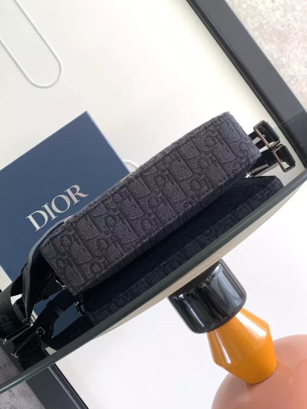 Mini Safari Bag with Strap Black Dior Oblique Jacquard