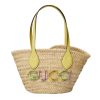 Mini Straw Tote with Gucci Logo in Natural Woven Straw