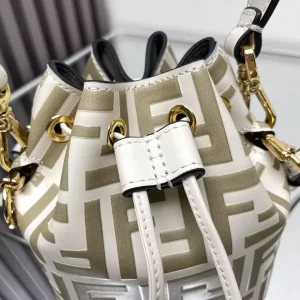 Mon Tresor Beige Leather Mini Bag with FF Embroidery