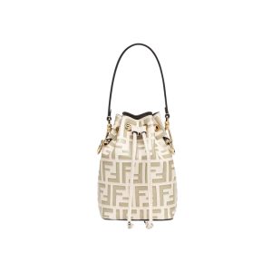 Mon Tresor Beige Leather Mini Bag with FF Embroidery