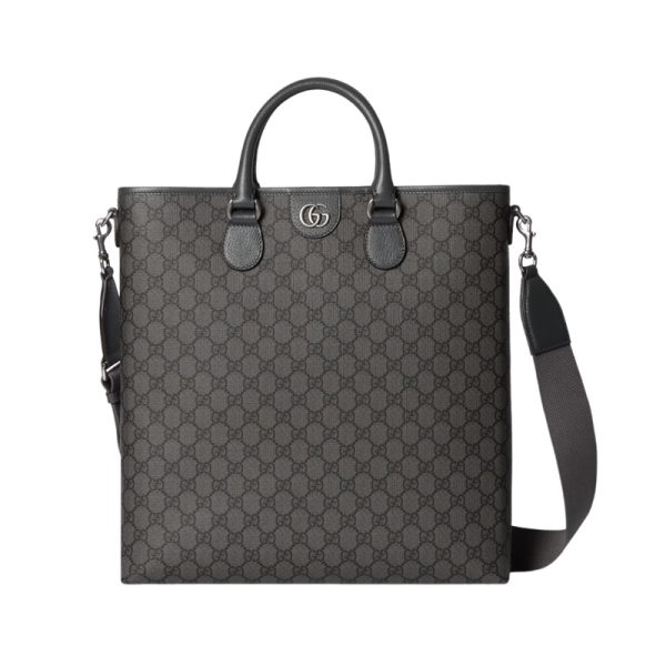 Ophidia GG Medium Tote Bag in Dark Grey and Black GG Supreme